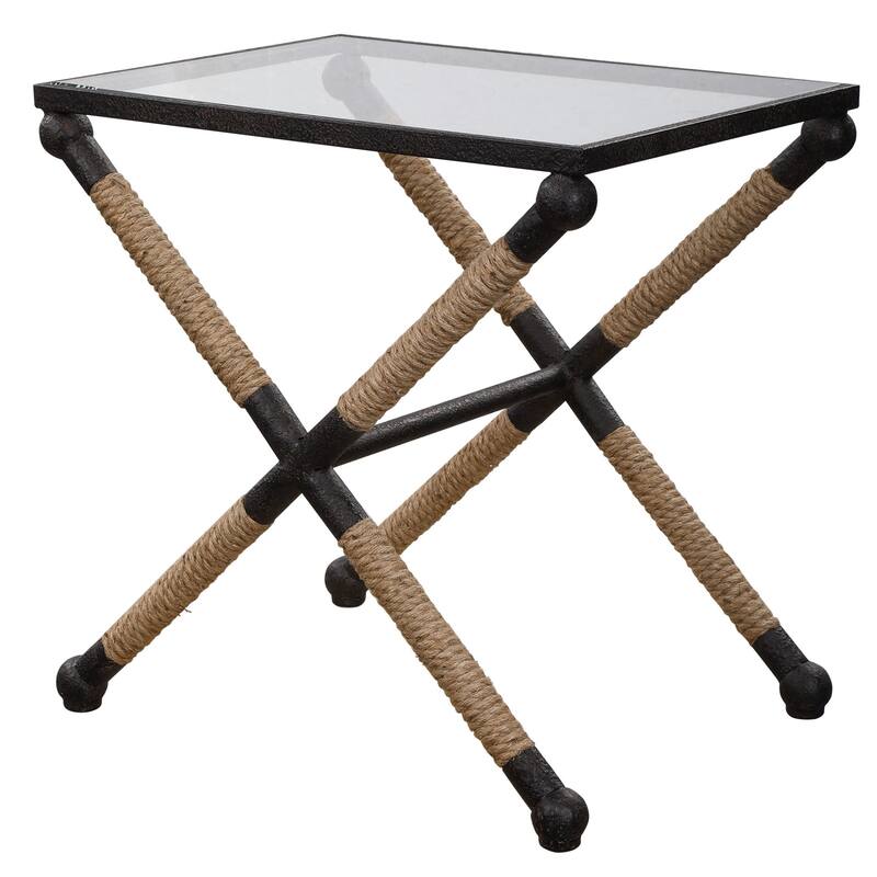 Uttermost 24983 Braddock 16" Wide Glass Top Iron Side Table with