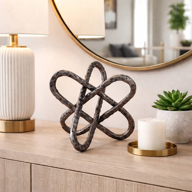 Contemporay Metal Round Edge Jack Decorative Object - 9.0"