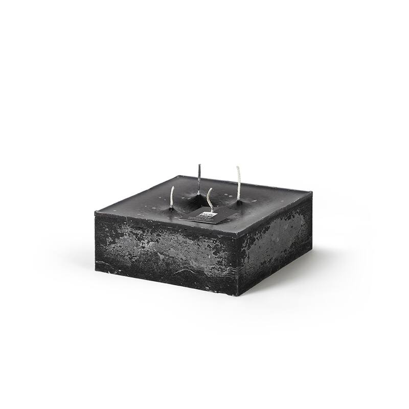 Square 1-Wick Pillar Candle 6"x6"x2" Black- ST