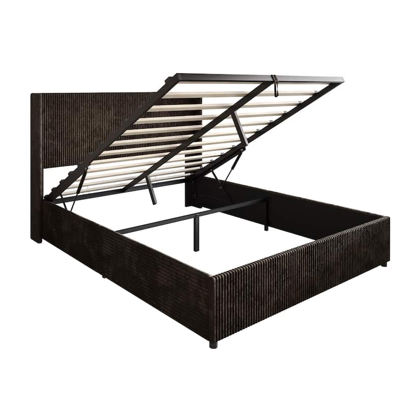 CraftPorch Luxury Wingback Platform Lift Up Storage Bed