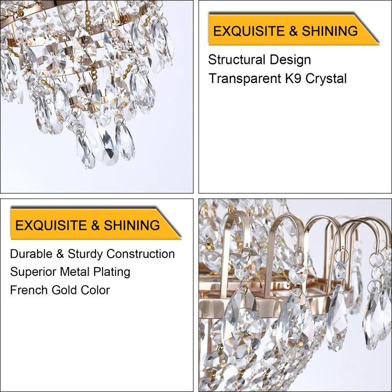 Contemporary Luxury Large 16.9in Gold Ceiling Chandeliers Light