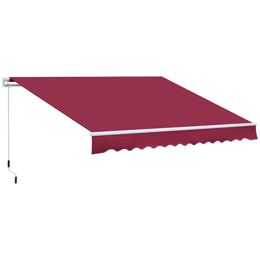 12' x 8' Retractable Patio Awning with Manual Crank, UV-Resistant Fabric, Aluminum Frame for Deck, Balcony, Yard