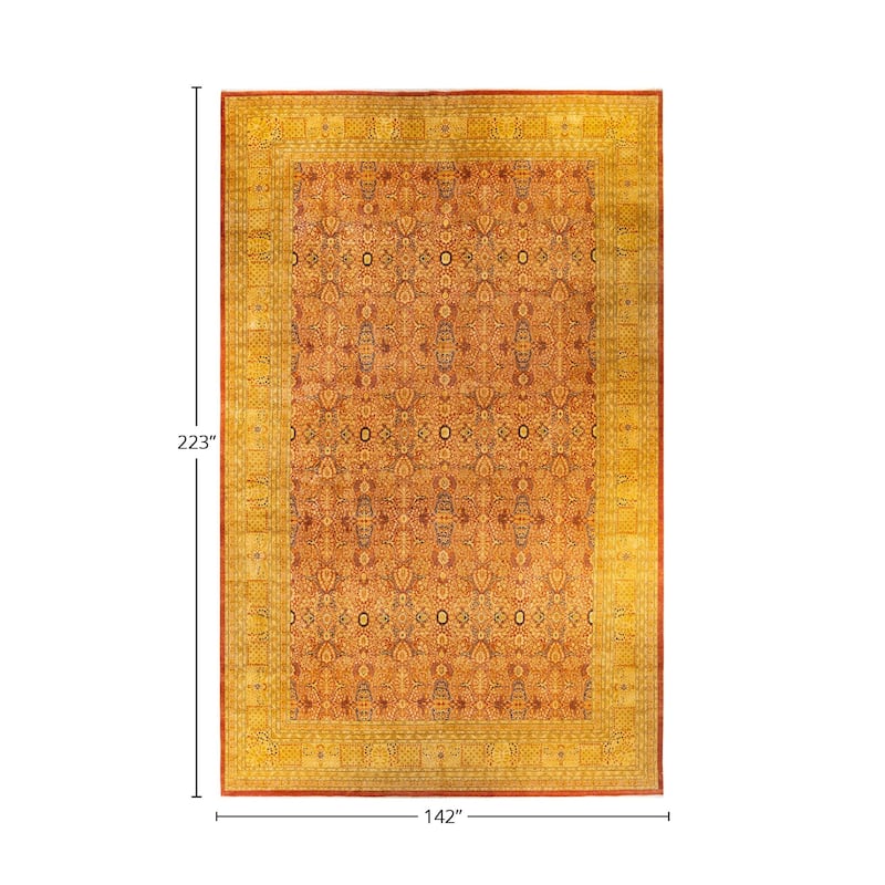Overton Handknotted Wool Vintage Inspired Traditional Mogul Orange Area Rug - 18' 7" x 11' 10"