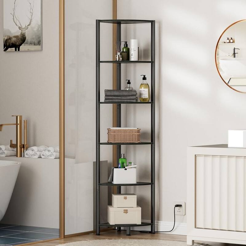 6 Tier Corner Shelf with LED Light Standing Shelf