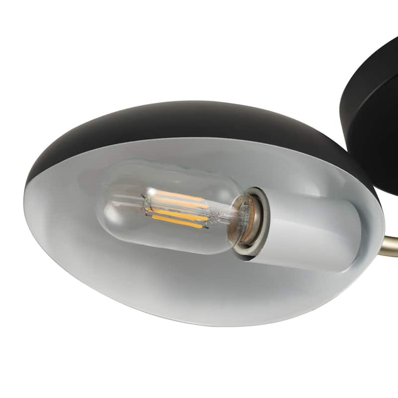 Farmhouse Matte Black 3-Light Semi Flush Mount Metal Ceiling Lighting Fixture