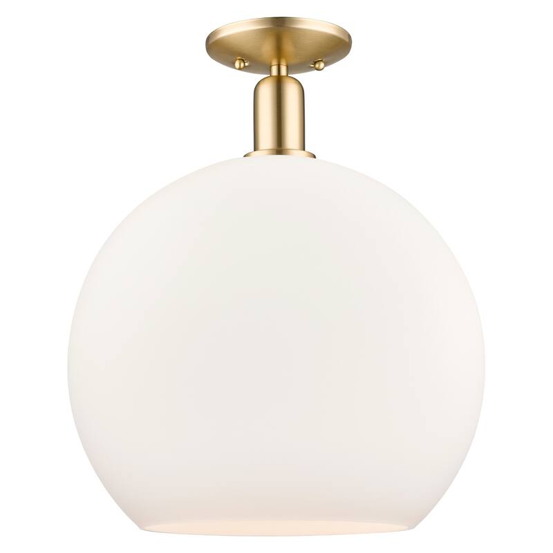 Innovations Lighting Endless Possibilities Arcadia - Athens - 1 Light 14" Semi-Flush Mount - Champagne Bronze/Matte White