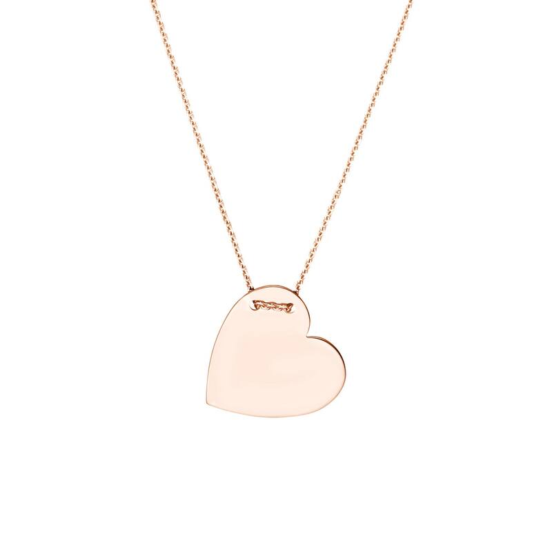 Curata 14k Yellow, Rose or White Gold Love Heart Name Plate Necklace, 18"