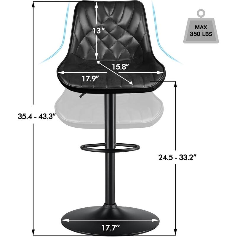 BOSSIN Bar Stools,Counter Heigh Faux Leather Adjustable Bar Stools with Back, Dining Chair