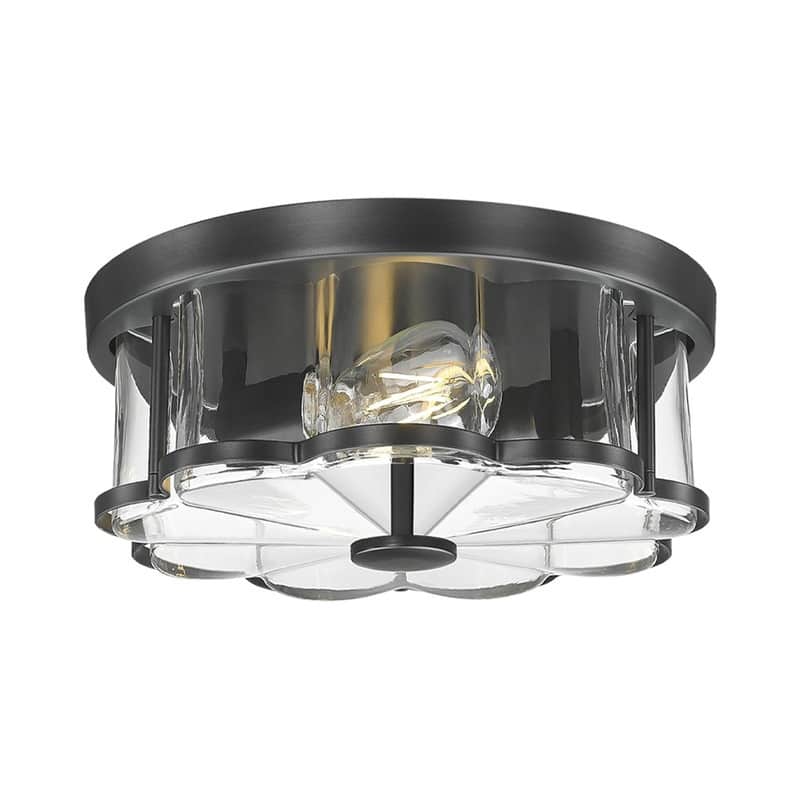 12” Light bulbs black, flower ceiling light glass, metal kitchen light