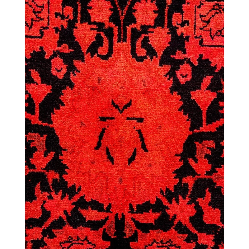 Overton Hand Knotted Wool Vintage Inspired Modern Contemporary Overdyed Red Area Rug - 8' 1" x 10' 4"