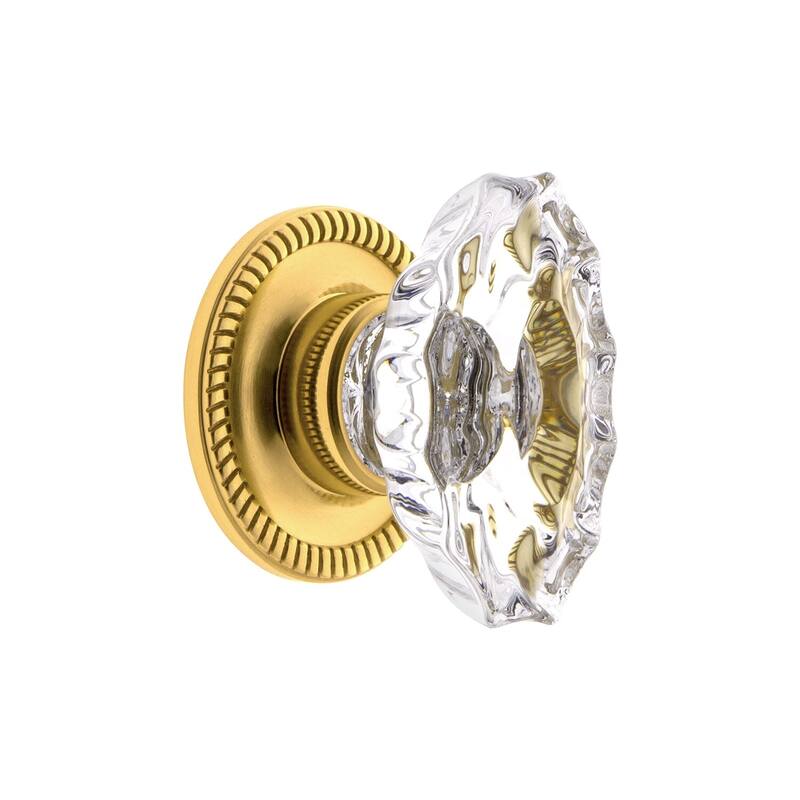 Grandeur BIAR-CRYS-KNOB-NEWP Biarritz 1-3/4" Crystal Fluted Vintage - Lifetime Brass
