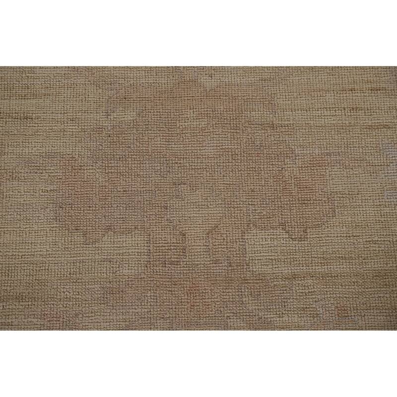 Floral Oushak Turkish Area Rug Handmade Oriental Yellow Wool Carpet - 9'0"x 11'11"