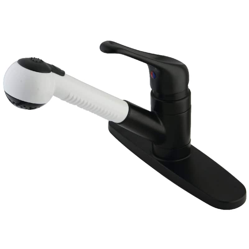 Kingston Brass Wyndham Kitchen Faucet with Deck Plate and Metal Lever
