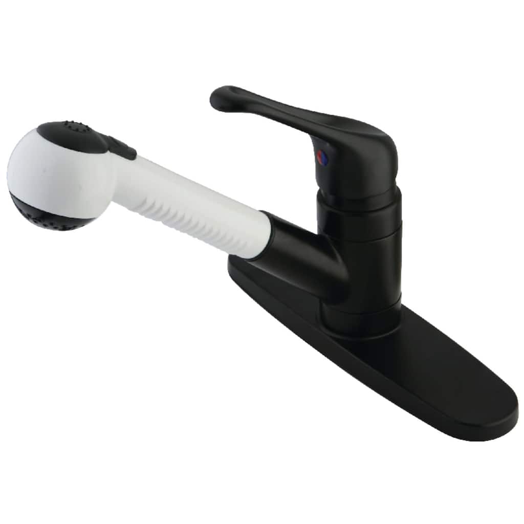 Kingston Brass Wyndham Kitchen Faucet with Deck Plate and Metal Lever