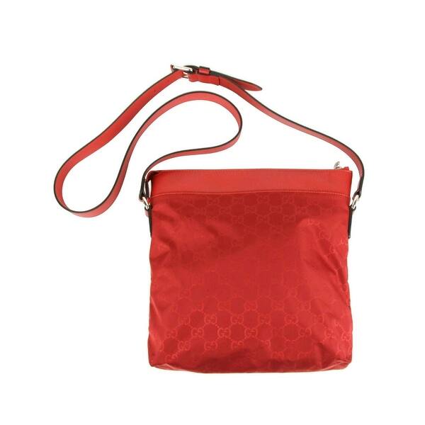Shop Gucci Women S Red Gg Nylon Medium Messenger Crossbody Bag 510342 6523 Overstock 30272377