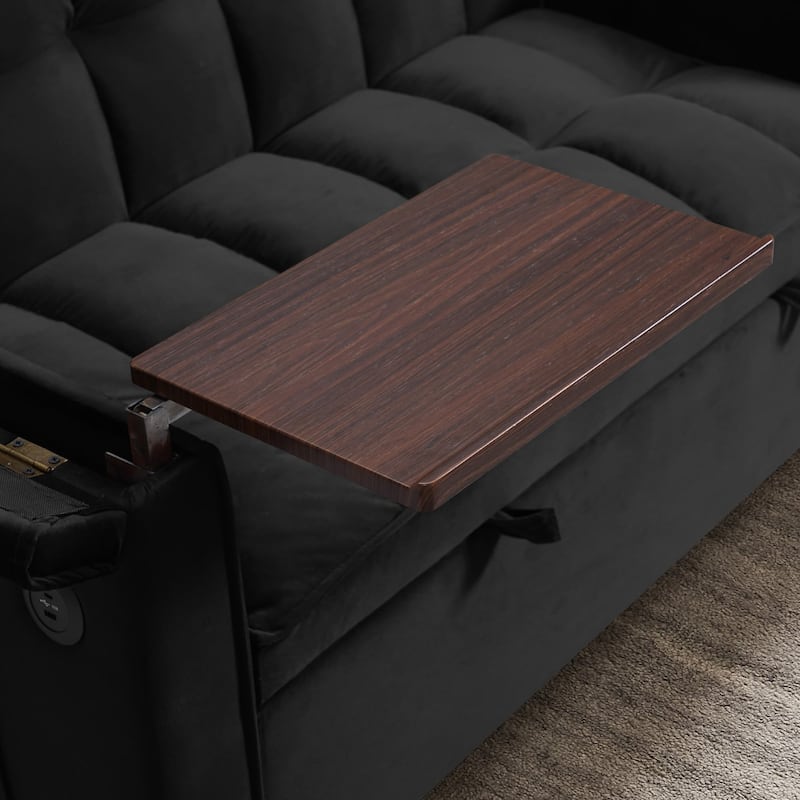 55.5" Convertible Velvet Double Sleeper Sofa Bed with Hidden Side Table