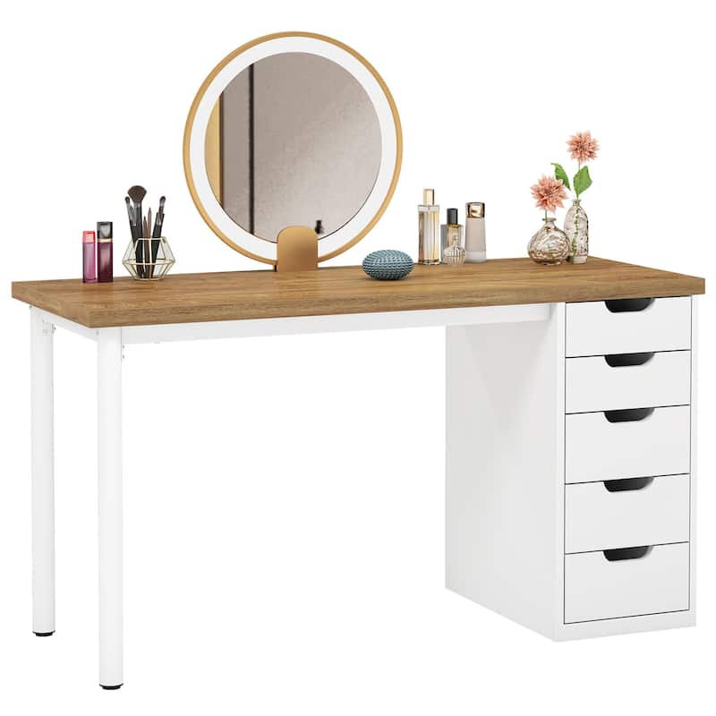 47 inches Vanity Desk with 5 Drawers, Modern Makeup Desk
