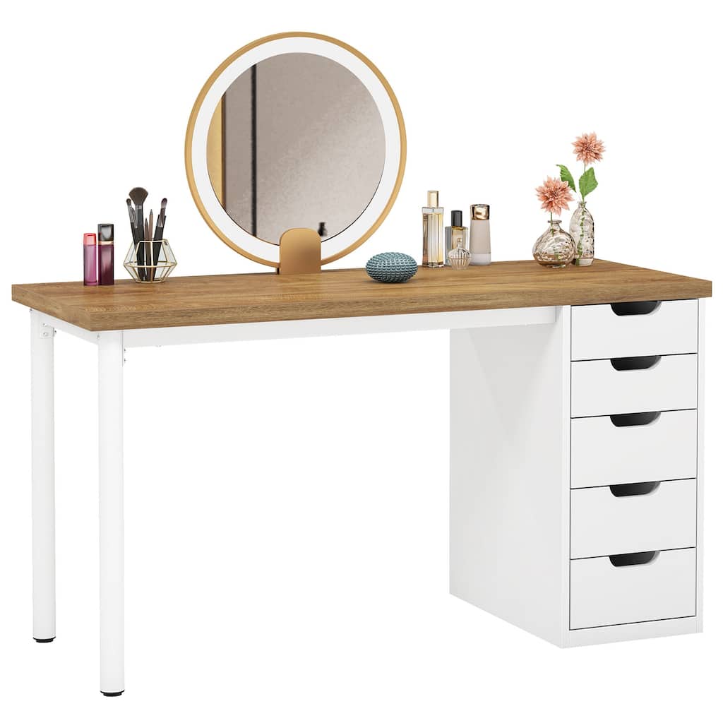47 inches Vanity Desk with 5 Drawers, Modern Makeup Desk