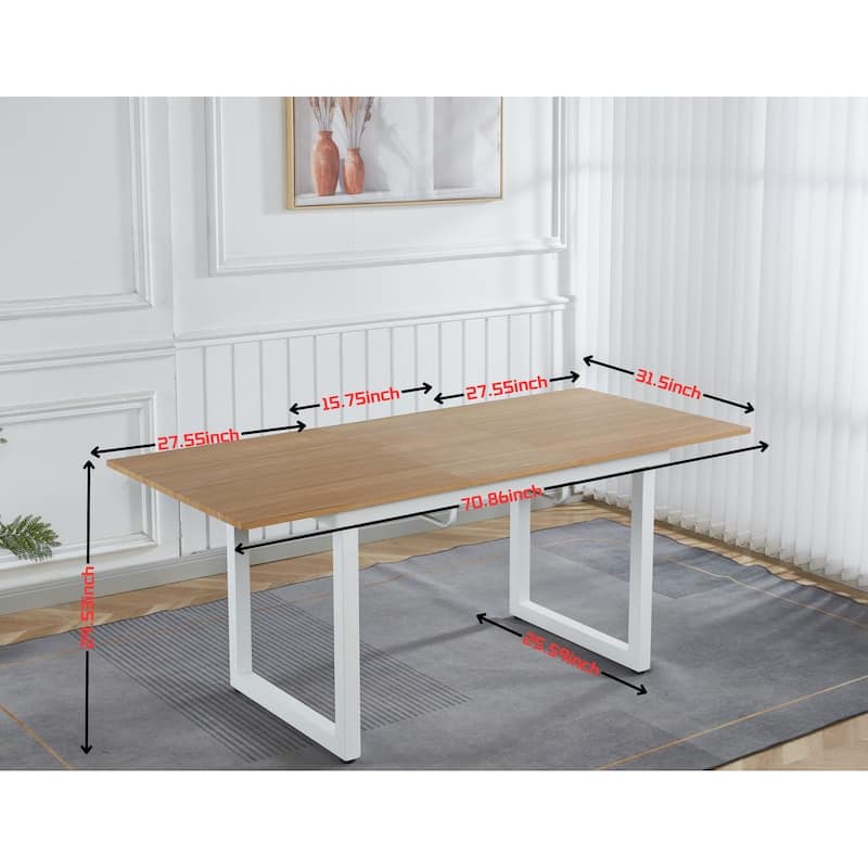 GDFStudio - Crestfield Modern Contemporary Space Saving 70.86" Metal Frame Extendable Dining Table with Telescoping Top