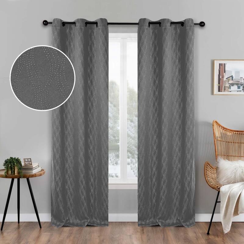 Superior Zuri Washable Room Darkening Curtains, Set of 2 Panels - 42"x84" - Charcoal