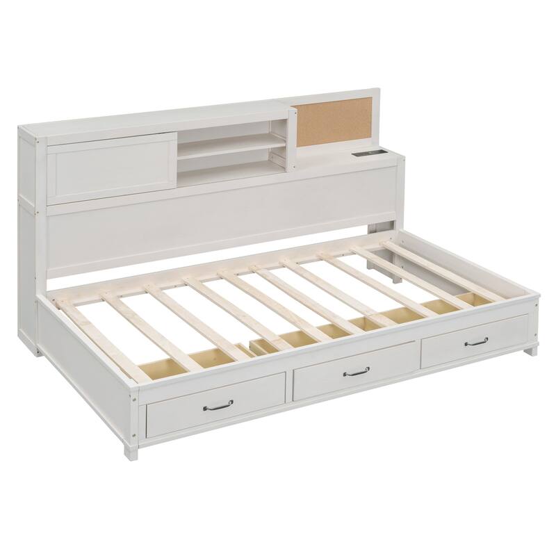 Wooden sofa bed with 3 storage drawers