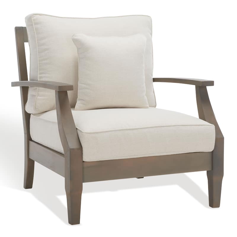 SAFAVIEH Couture Martinique Wood Patio Armchair. - 31.4" W x 35.6" L x 32.6" H