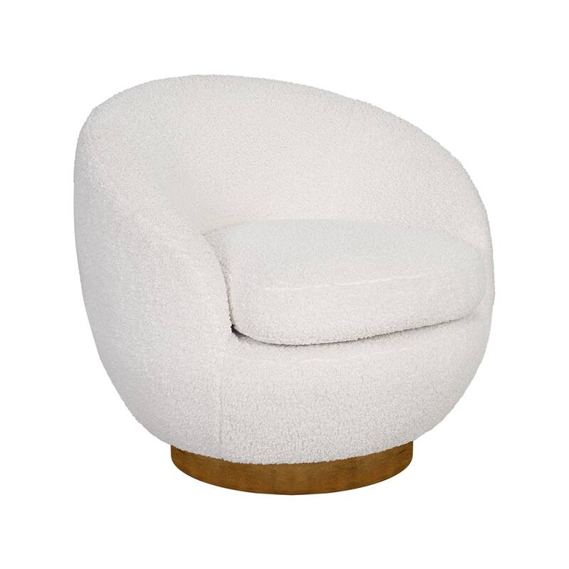 INK+IVY Jessel Shearling Sherpa Swivel Chair with Wood Base