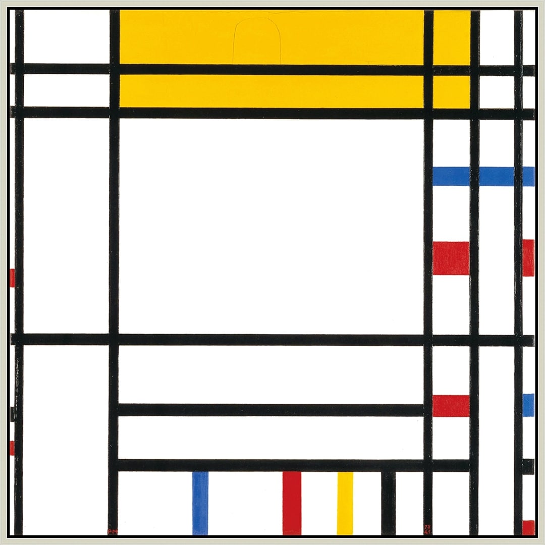 Stripes and Squares by Piet Mondrian Giclee Print Oil Painting Silver Frame Size 10