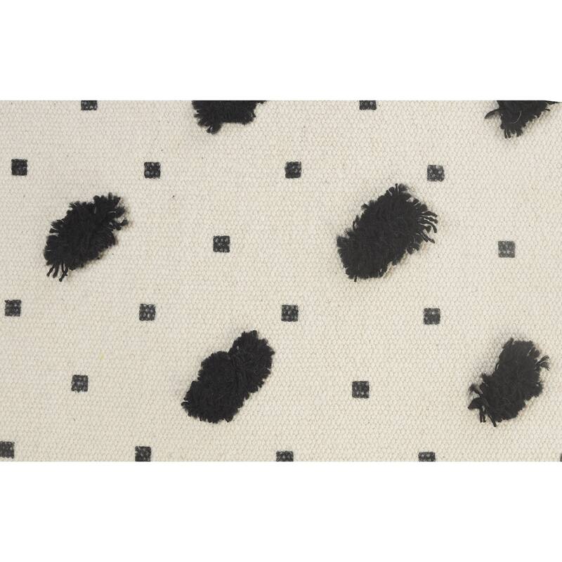 20" Black and Cream White Chevron Square Throw Pillow