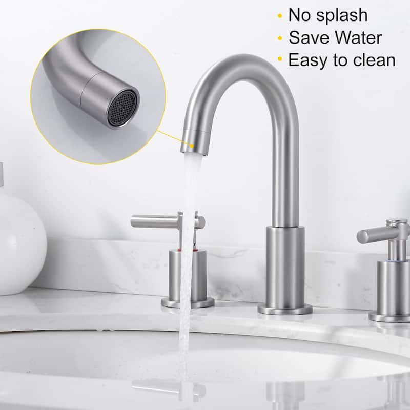 WOWOW Widespread 8 in. Double Handle Bathroom Faucet