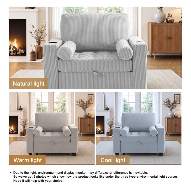 3-in-1 Pull-Out Sleeper Chair Bed Convertible Adjustable Lounge