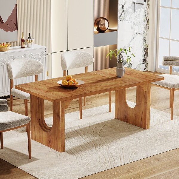 71 Inch Rectangular Dining Table for 6-8 People, Wood Large