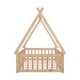 preview thumbnail 13 of 13, Twin Tent-shaped Floor Bed, Pine Fun Playhouse Bed Frames, With Guardrails, Slats, Door, House Bed Frame With Roof