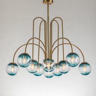 6/ 10-Light Mid-Century Modern Sputnik Cluster Opal Glass Globe Bubble Chandelier