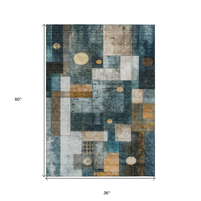 HomeRoots Geometric Transitional Rectangle Outdoor Rug