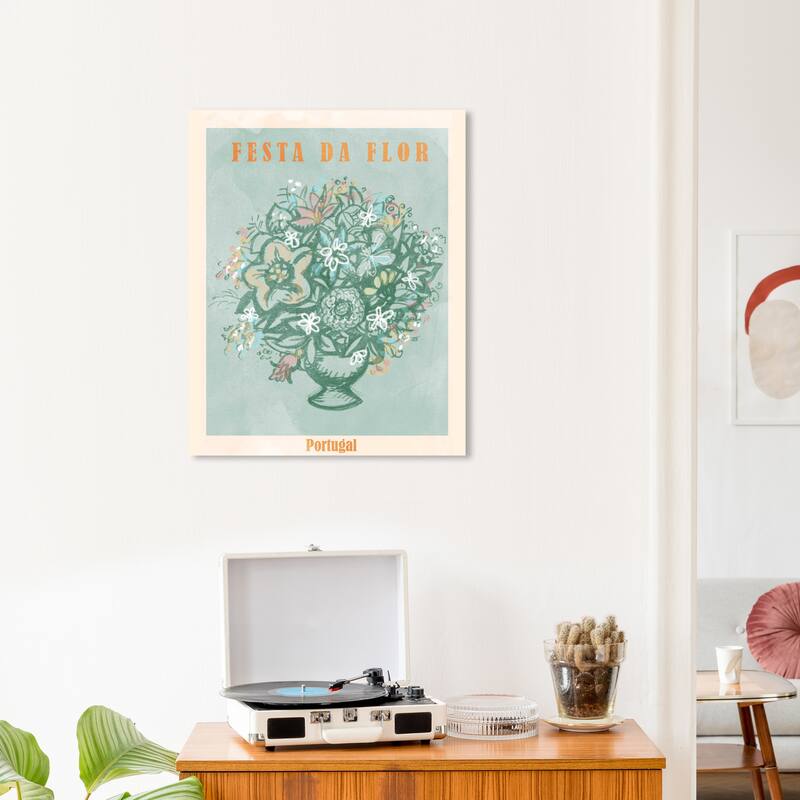 Wynwood Studio Canvas Floral and Botanical Festa da Flor Portugal Blue and Teal Modern & Contemporary Wall Art Canvas Print - 24 x 20