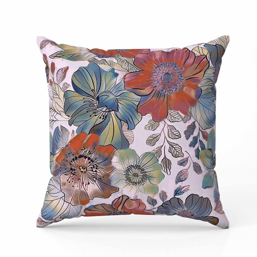 Painted Petalscape Indoor/Outdoor Reversible Throw Pillow Blue and Violet