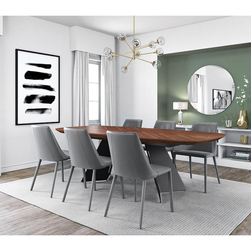Upholstered Leather Dining Chair with Steel Frame for Modern Dining Room - 19.89” x 23.63” x 33.86”