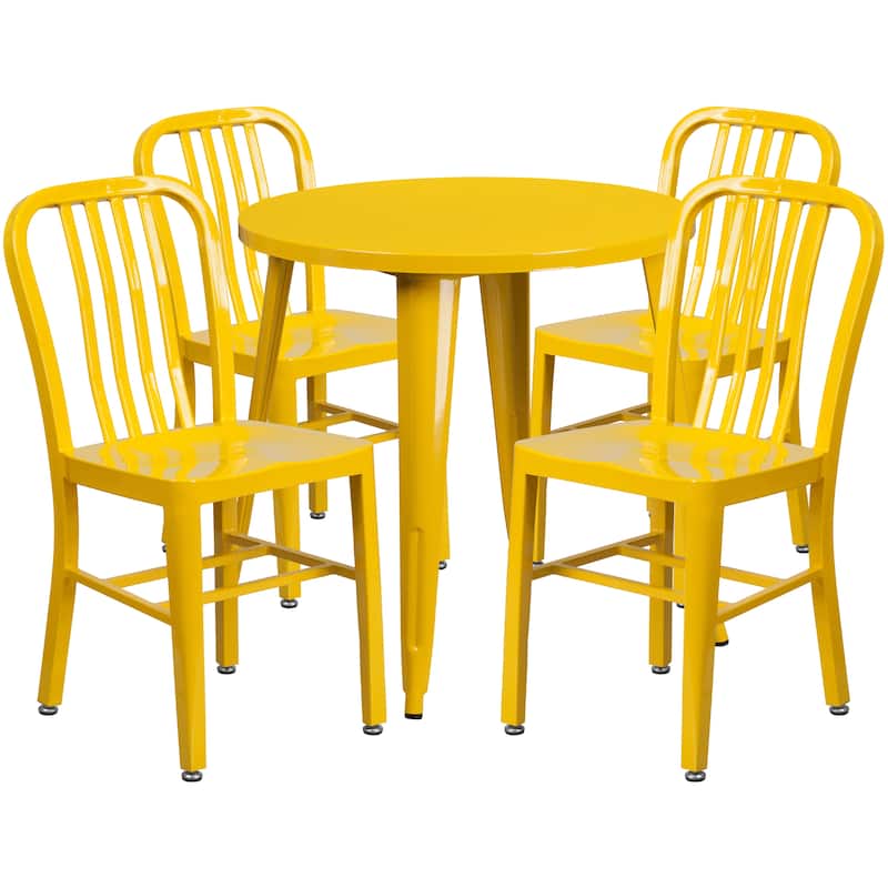 30-inch Round Metal Table and Chairs 5-piece Set