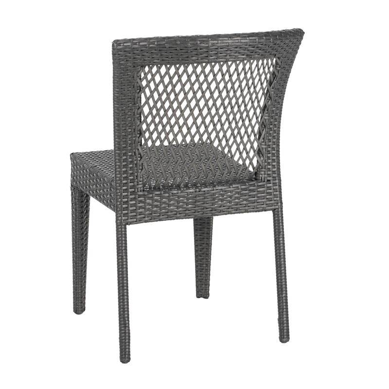 Roomfitters Set of 2 Stackable Outdoor Dining Chairs, Diamond-Mesh PE Wicker with Iron Frame