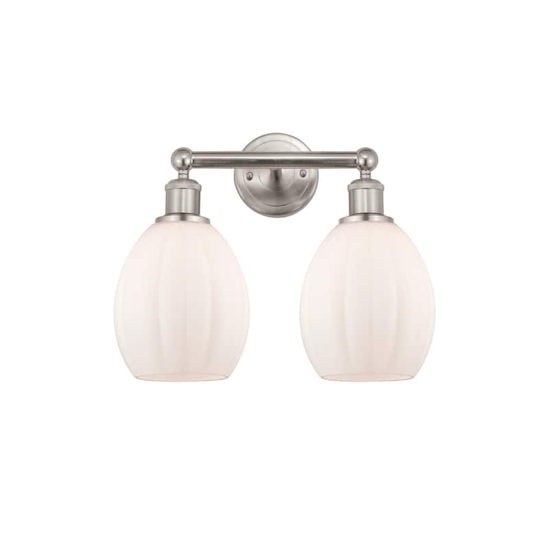 Innovations Lighting 616-2W-13-15 Eaton Vanity Eaton 2 Light 15" Wide - Brushed Satin Nickel / Matte White