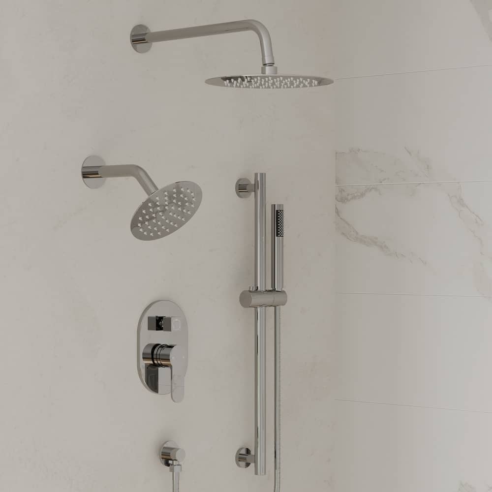 Shower System Dual Shower Heads 10 & 6 in Rainfall High Pressure Shower Faucet Set with Slide Bar Handheld Spray