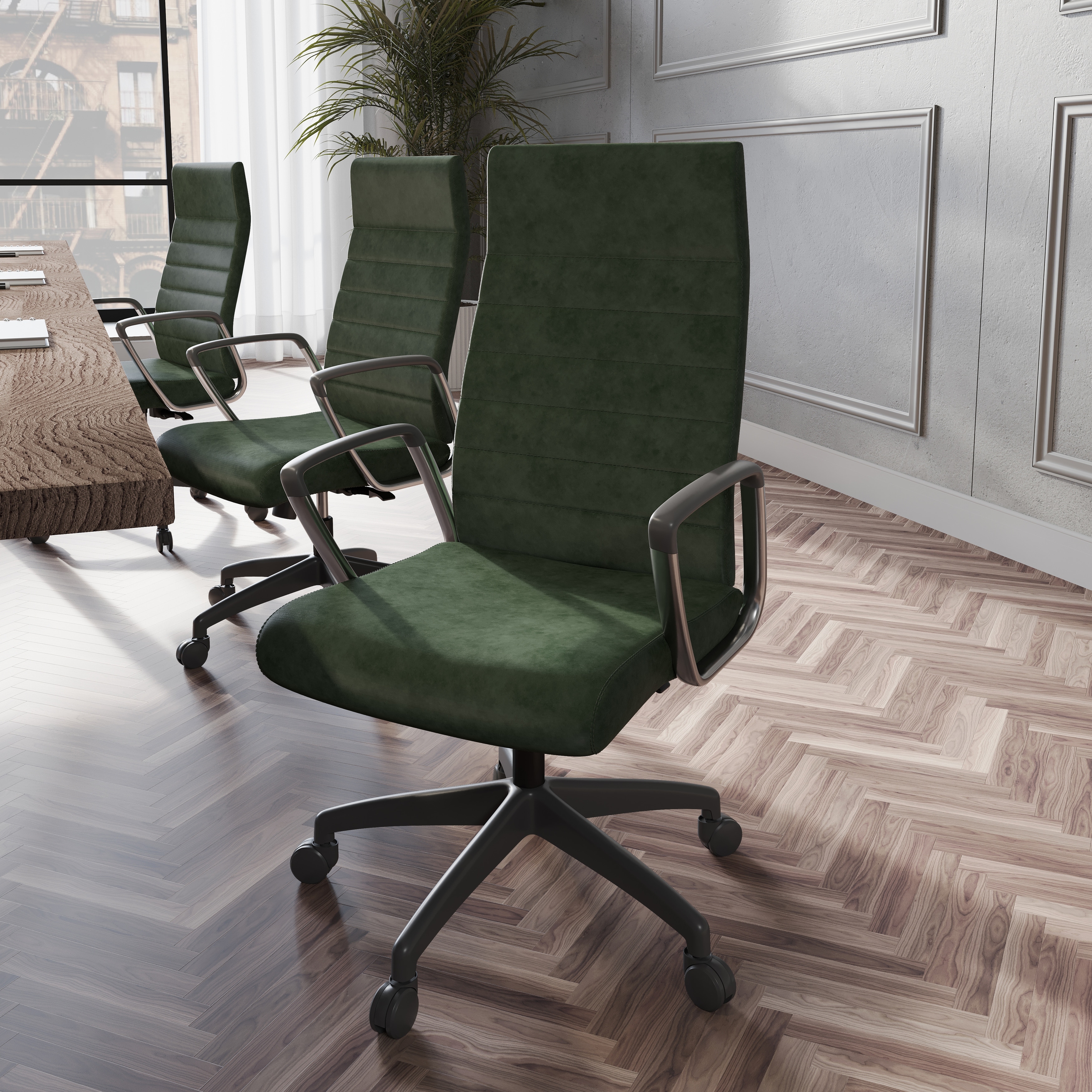 Hilton Modern High Back Ergonomic Leather Office Chair with Adjustable Height, Swivel, and Tilt for Conference or Executive Desk