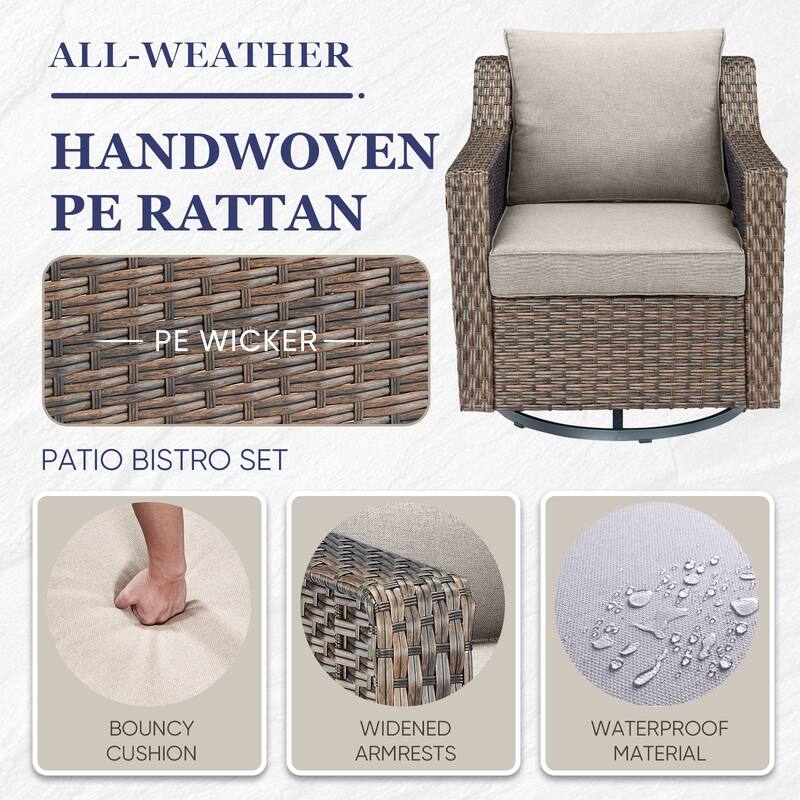 Gymojoy Outdoor Wicker Swivel Glider Chairs with Cushions