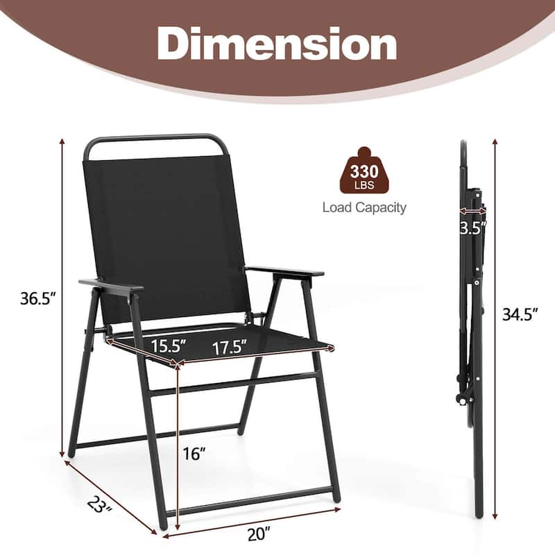Costway 2pcs Patio Folding Chairs Dining Armrest Backrest Outdoor - See Details