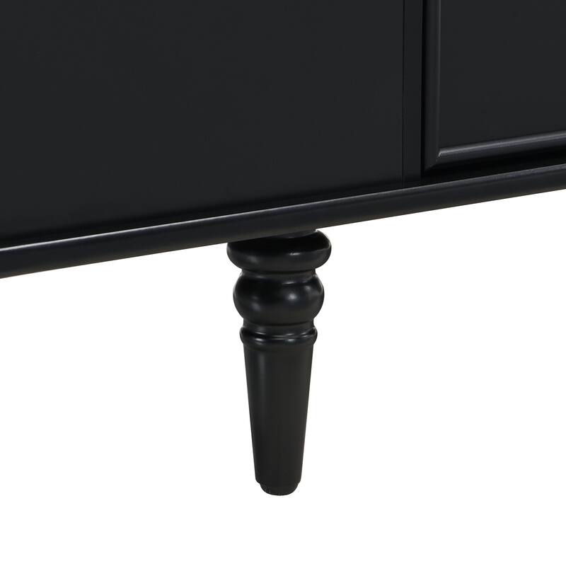 Rectangle Coffee Table Center Table with 4 Drawers, Black Living Room Table Cocktail Table Center Table