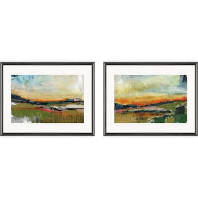 Long Way Home I S/2 Framed Art Giclee Under Glass - Green