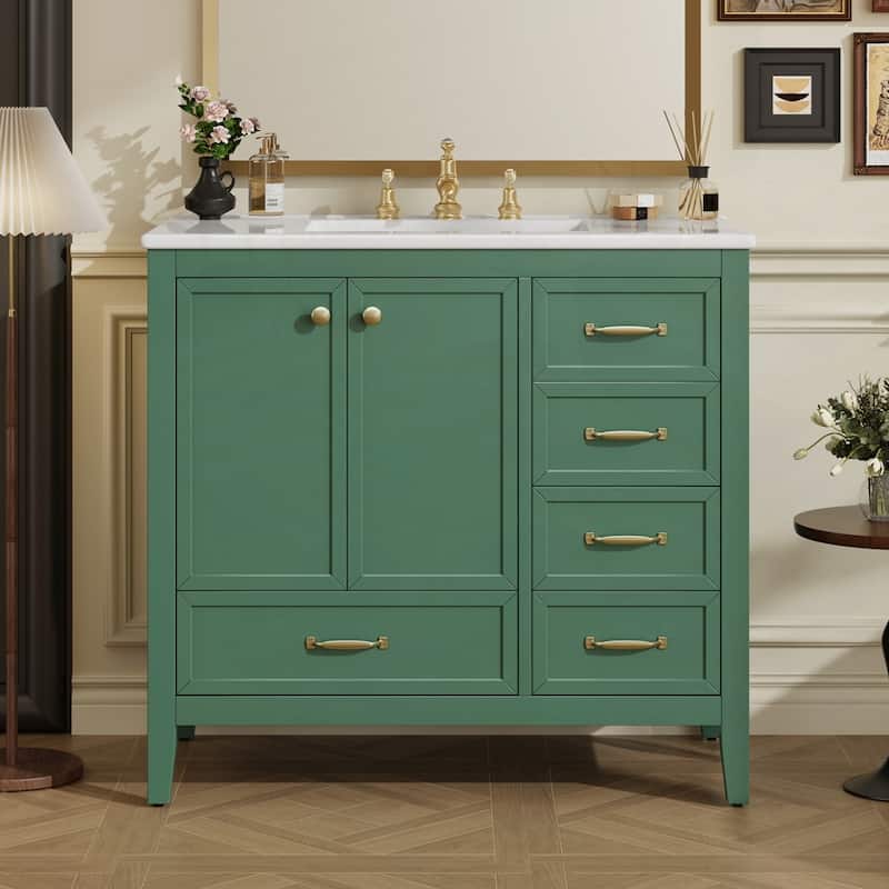 Bathroom Vanity with Sink and Bathroom Cabinet with Soft-Closing Door