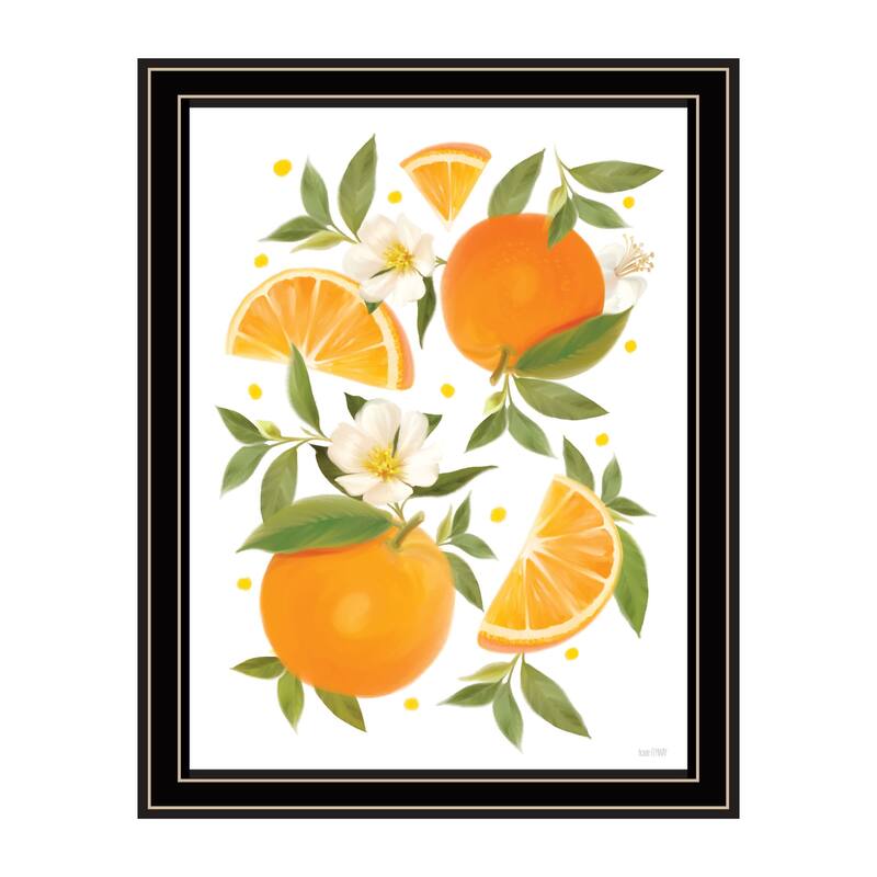 TrendyDecor4U Contemporary "Citrus Orange Botanical" Framed Print Wall Art - Multi