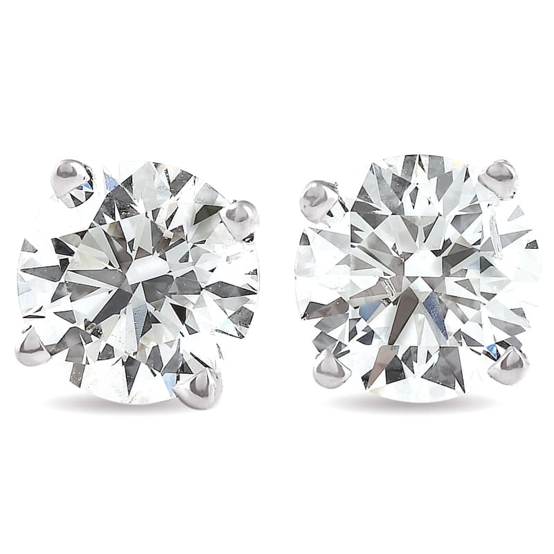 4 Ct T.W. Round Diamond Screw Back Studs White Gold Lab Grown